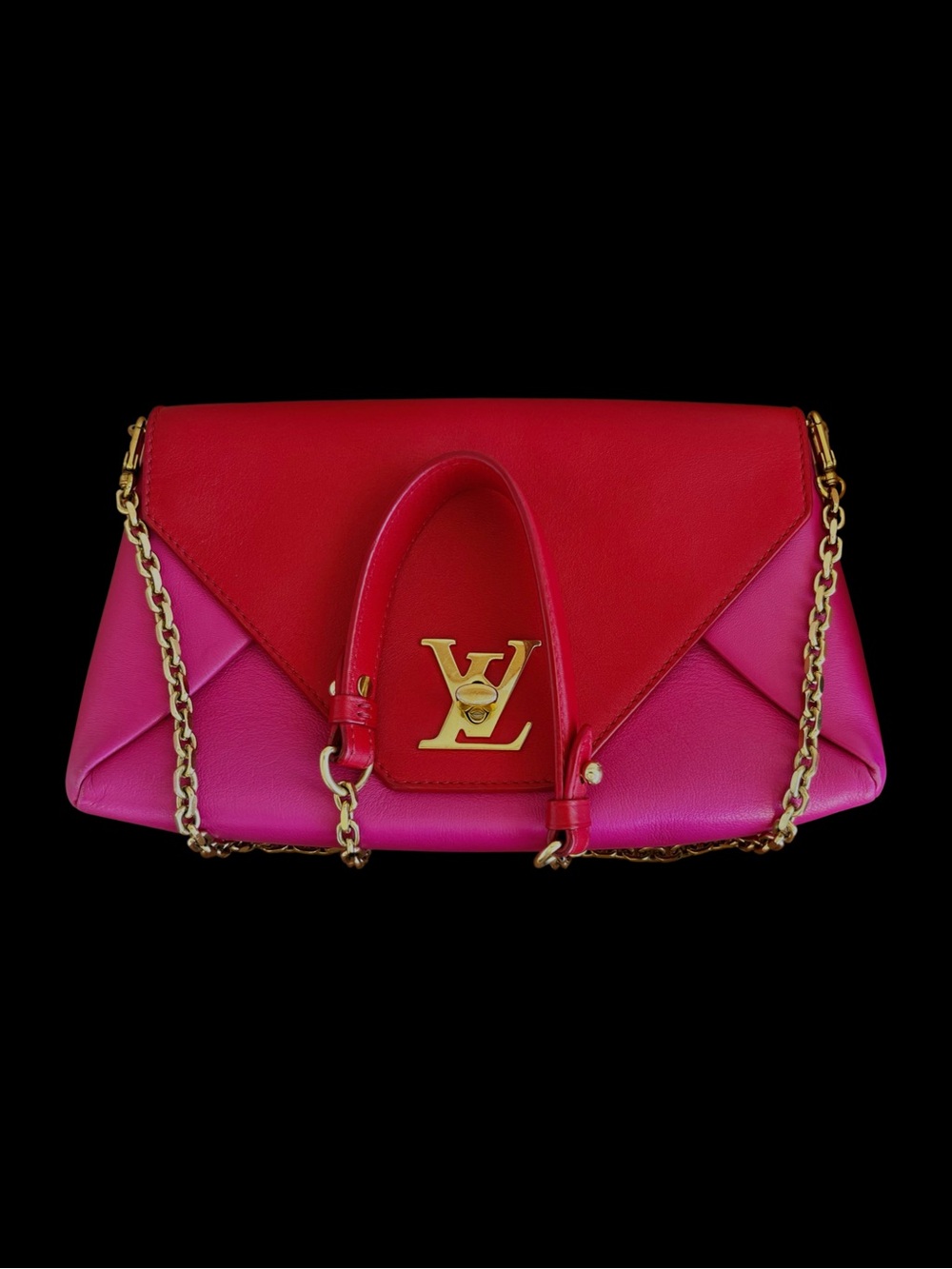 Louis Vuitton Love Note Bi-Color Red Pink Leather Crossbody Bag Auth - Picture 1 of 11